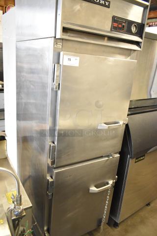 Victory RS-1D-S6 stainless steel reach-in cooler with two half-size doors, 115 volts, 1 phase, commercial condition.