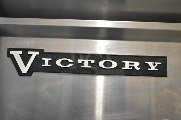 Victory RS-1D-S6 stainless steel cooler, commercial use, dual half-size doors, 115V, model logo shown.
