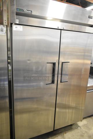 2018 True TG2R-2S-HC stainless steel 2-door commercial cooler, poly-coated racks, 115V, 1-phase, excellent condition.