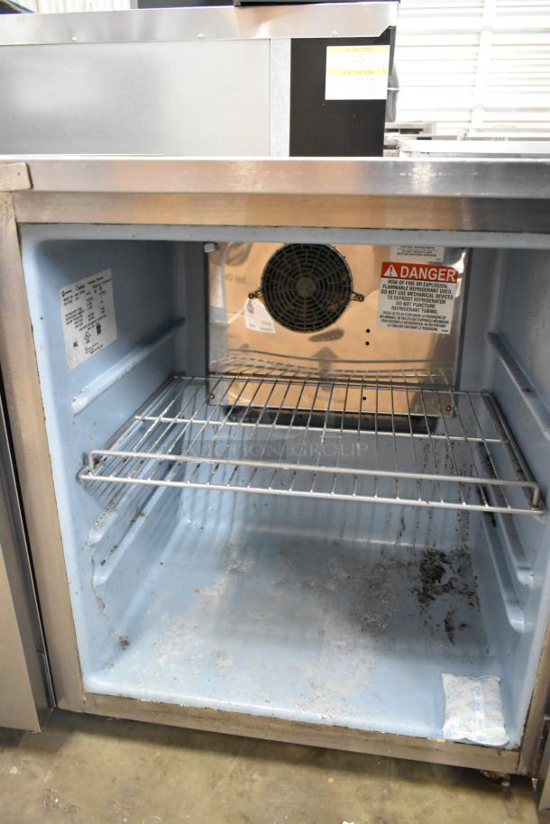 2017 Delfield 406P-STAR2 stainless steel undercounter cooler. Single door, interior fan, safety labels. 115V, 1 phase.