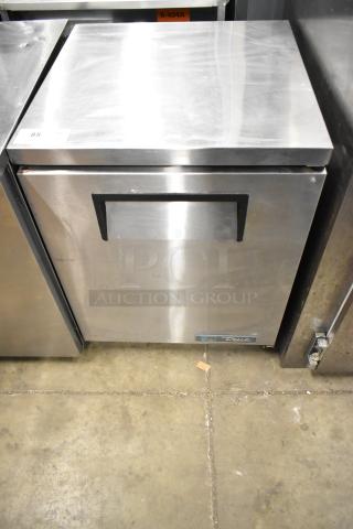 True TUC-24F-HC stainless steel undercounter freezer, single door, 115 volts, logo on bottom right, excellent condition.