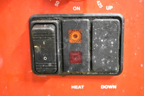 Control panel with switches for Vulcan Stainless Steel Commercial Braising Pan; shows on/off and heat settings.