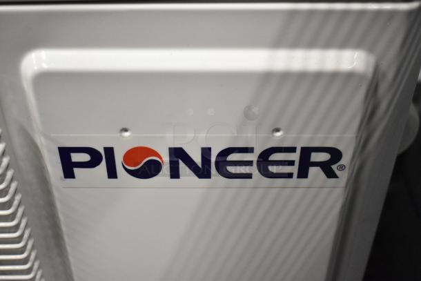 Pioneer YN018GLSI25RPH metal air conditioner compressor, 208-230V, 1 Phase, commercial use, features Pioneer branding.