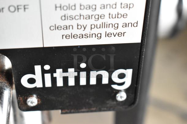 2022 Hemro KR1203 Metal Commercial Coffee Grinder, 120V, 1 Phase. "Ditting" label visible near discharge lever instructions.