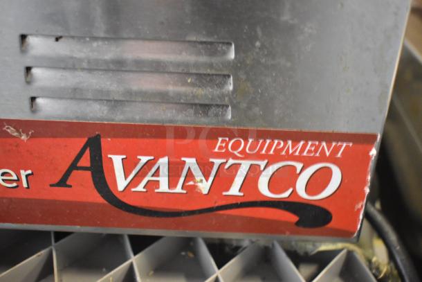Avantco 177W50 stainless steel commercial food warmer, showing brand logo. 120 volts, 1 phase. Visible wear on surface.