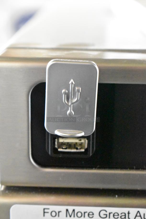 BRAND NEW Amana HDC12A2 commercial microwave, stainless steel, with USB port, scratch and dent condition.