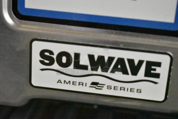 BRAND NEW Solwave SWA21T stainless steel commercial countertop microwave, 208/240V, 1 phase, "Ameri Series" label visible.