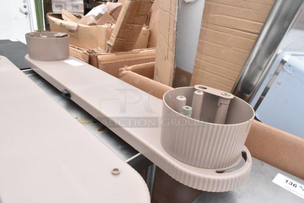 8 light brown units in new condition, includes mounting components, packaged in cardboard boxes.