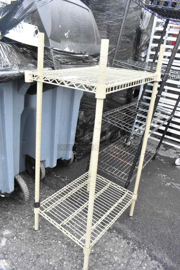 Chrome finish 2-tier wire shelving unit, sturdy design. Buyer must dismantle. Consider freight charges for shipping.
