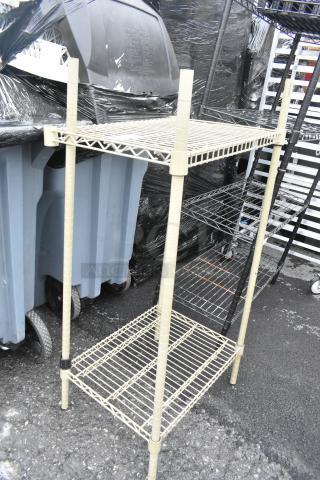 Chrome finish 2-tier wire shelving unit, sturdy design. Buyer must dismantle. Consider freight charges for shipping.