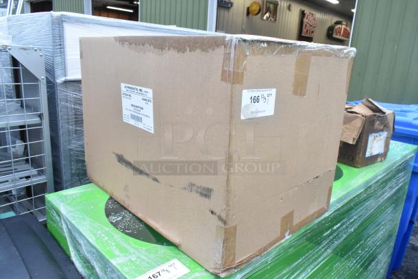 Original box for JS Products STeelman 15"x24" rectangular convex mirror, sealed, label visible with product details.
