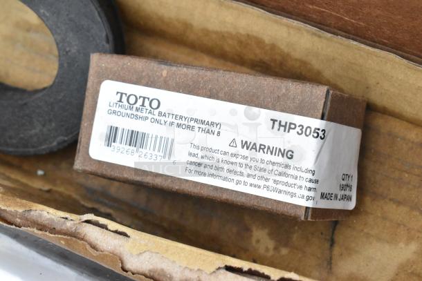 IN ORIGINAL BOX! TET1LA32#CP Toto Ecopower Flush Valve with lithium battery, model THP3053, made in Japan. Box shows wear.