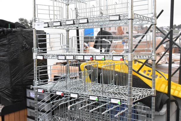 Chrome Finish 8 Tier Wire Shelving Unit, excellent condition, buyer must dismantle. Ideal for storage and organization.