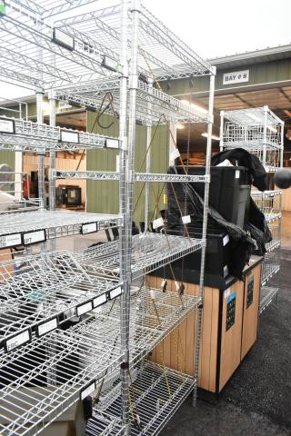 Chrome finish 6 tier wire shelving unit, sturdy construction, visible tags and labels, good condition, dismantling required.