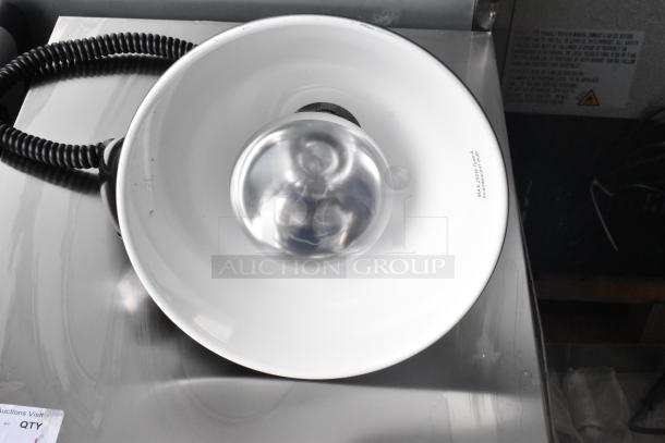 ServIt 423HLR45BK retractable cord ceiling mount heat lamp, modern black round cone shade, brand new with minor scratches.