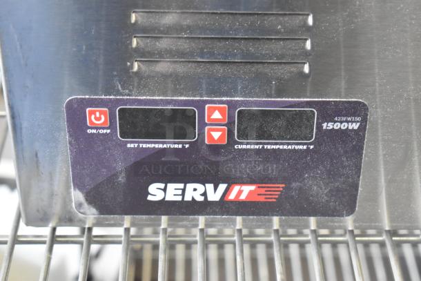 ServIt 423FW150 stainless steel electric countertop food warmer, 12" x 20", digital controls, scratches visible, 1500W, 120V.