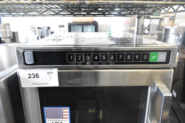 2025 Amana HDC212 stainless steel commercial microwave, scratch and dent condition, 208/240V, 1 phase.