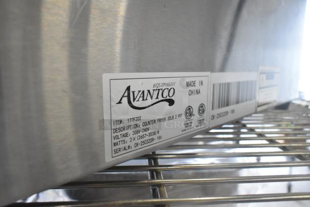 Avantco 177F202 stainless steel dual tank electric fryer, 30 lb capacity, new scratch and dent; voltage: 208-240V, 1 phase.