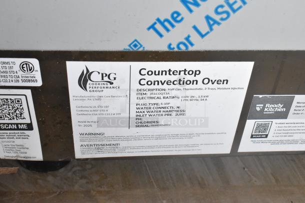 BRAND NEW SCRATCH AND DENT! Cooking Performance Group 351COQT3A electric convection oven; broken door glass visible on label.