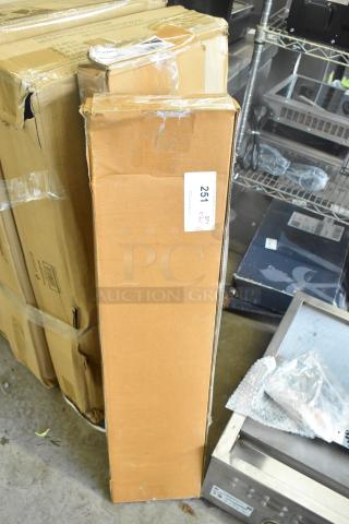 2 new 600BDR30 Regency 30" stainless steel beer drip trays with rinsers, in original packaging. Auction tag "251" visible.