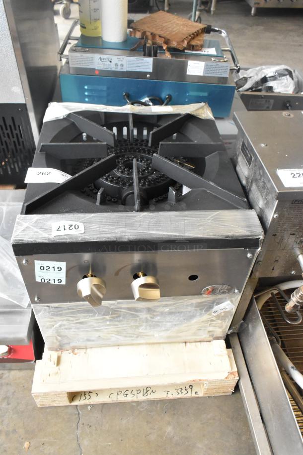 BRAND NEW SCRATCH AND DENT Cooking Performance Group CPG-SP-18-N Natural Gas Stock Pot Range, 80,000 BTU, model 351CPGSP18N.