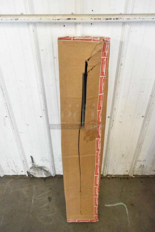 Damaged cardboard box with red security tape, possibly containing iSystems lights. Sold as part of a lot of 9 boxes.