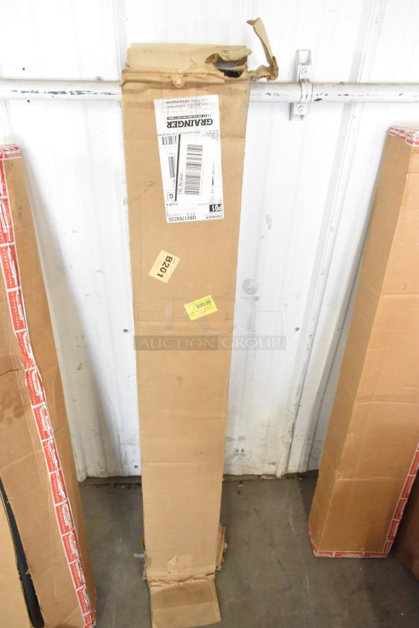 Alt text: Tall cardboard box labeled "Granger" with shipping labels visible, showing wear and tear. Part of 9-box lot including iSystems Lights.