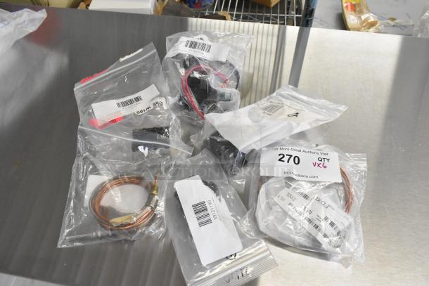 Six brand new scratch and dent items, including Giles 21190 rocker switch, Blodgett thermocouples, and Cooking Performance Group components.