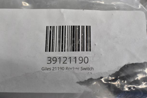 Giles 21190 Rocker Switch in packaging with barcode and model number 39121190 visible, brand new condition.