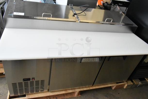Brand new Avantco 178APPT71HC stainless steel commercial pizza prep table. Minor scratches, 115V, 1 Phase, 2025 model.