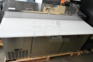 Brand new Avantco 178APPT71HC stainless steel commercial pizza prep table. Minor scratches, 115V, 1 Phase, 2025 model.