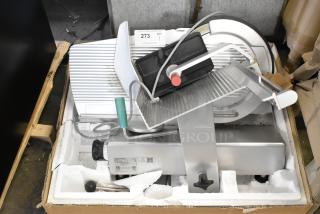 2018 Bizerba GSP H Commercial Meat Slicer, metal, countertop model, 120V, 1 Phase, excellent condition, visible control panel.