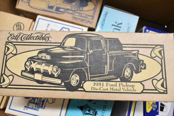 Boxed 1951 Ford Pickup die-cast model by Ertl Collectibles. Includes original packaging, vintage design depicted.