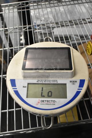 Detecto SCS30 hanging produce scale with digital display, slight wear, measures up to 30 lbs, marked "Lo."