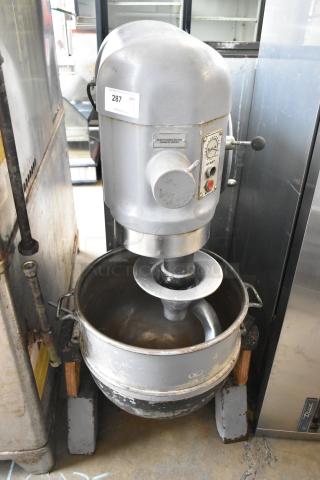 Hobart L 800 Metal Commercial Floor Style 80 Quart Planetary Dough Mixer w/ Mixing Bowl, Dough Hook Attachment. 200 Volts, 1 Phase. - Item #1222914