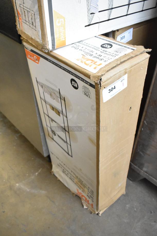BRAND NEW HDX 5 Shelf Storage Unit 36"x16"x72" in box, scratch and dent condition. Box shows wear, NSF certified.