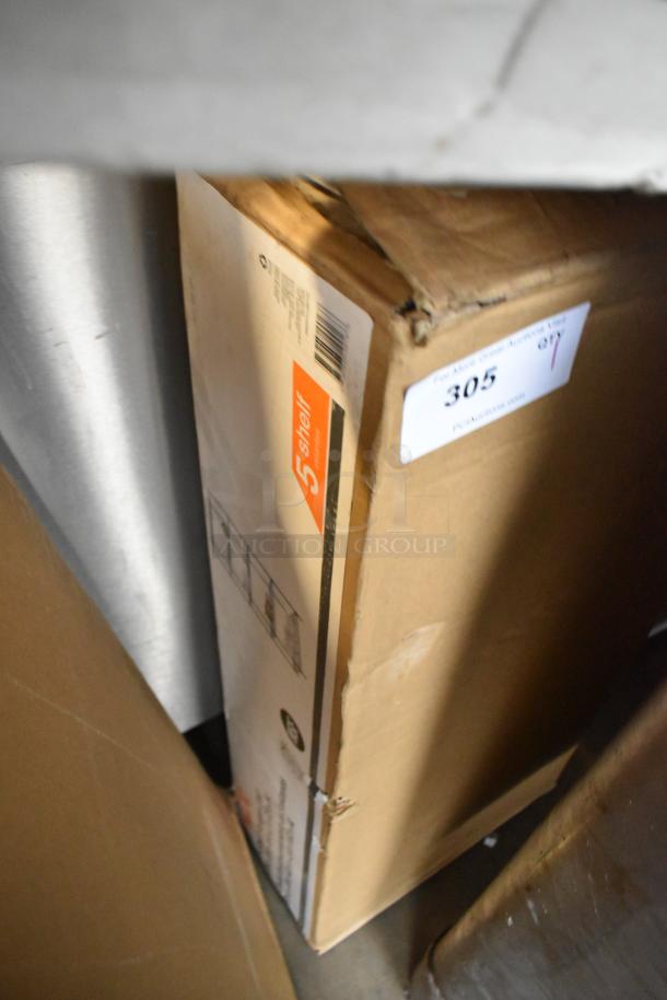 HDX 5 Shelf Storage Unit, 36"x16"x72", brand new scratch and dent, boxed. Packaging shows minor damage, item is unused.