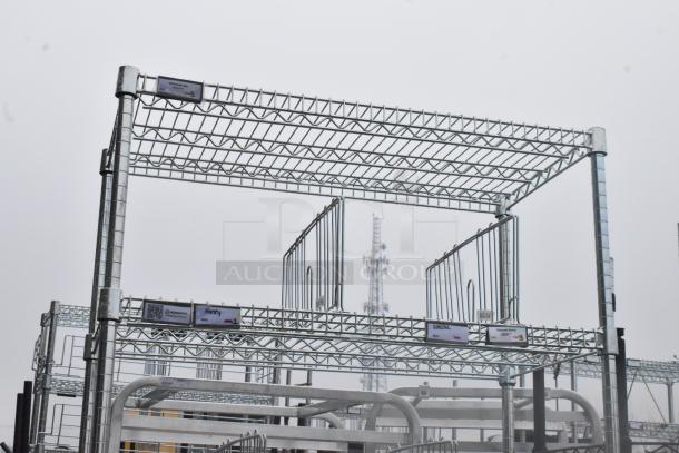 Chrome finish 6-tier wire shelving unit, sturdy metal build, excellent condition. Tags visible. Buyer dismantle required.