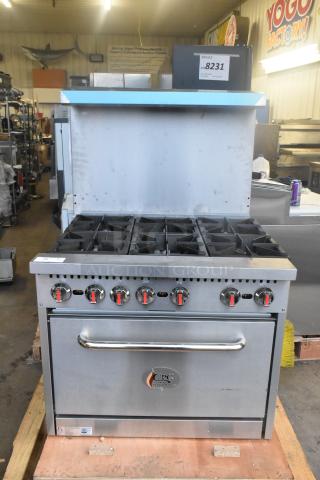 Brand new Cooking Performance Group S36-L 6-burner 36" range with standard oven, stainless steel, 210,000 BTU, scratch and dent.