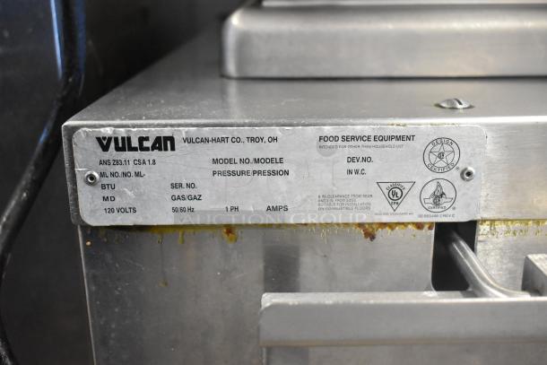 Vulcan VG30 Stainless Steel Braising Pan, 30-gallon, natural gas, 90,000 BTU, food service equipment label visible.