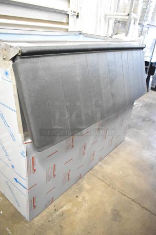 Brand new Hoshizaki B-900SF stainless steel 52" ice storage bin, 900 lb capacity, scratch and dent condition, protective film visible.