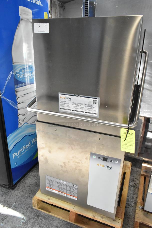 Brand new Hobart EDH-1 commercial stainless steel dishwasher, high temp door-type, with booster heater, in mint condition.