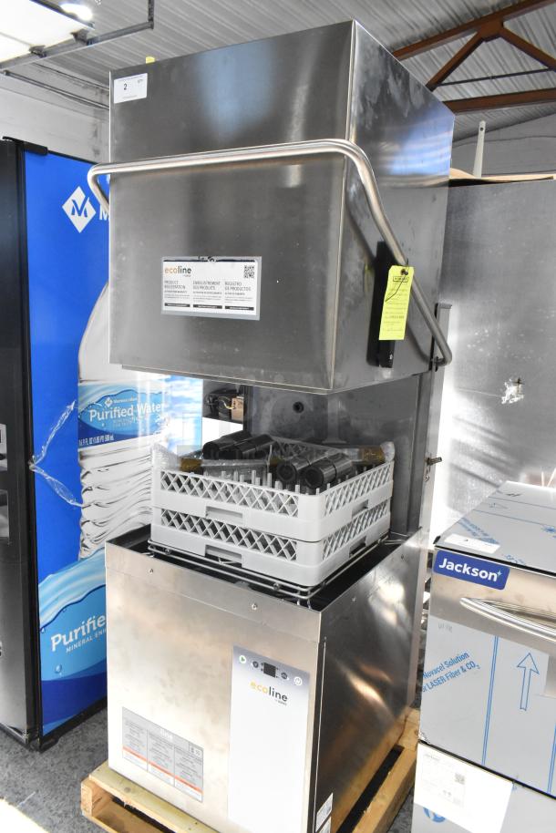 Brand new Hobart Ecoline EDH-1 commercial stainless steel dishwasher, door-type, high temp, with booster heater, 208-240V.