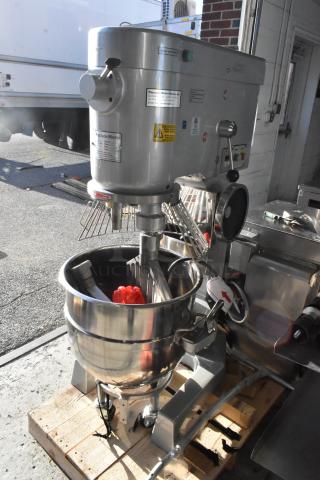Brand new 2025 Precision Mixers HD-60.3, 60 Qt mixer, bowl guard, 2 paddles, 220V, 3-phase; slight scratch and dent.