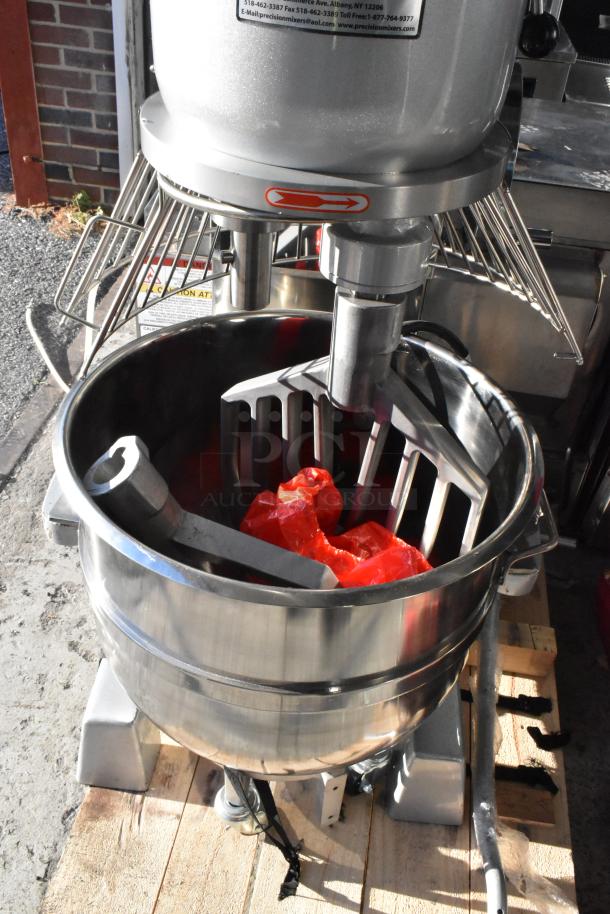 Brand new 2025 Precision Mixers HD-60.3, 60 Qt mixer. Features mixing bowl, bowl guard, 2 paddles. 220V, 3 phase power.