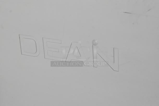 "Dean SR162GN stainless steel commercial deep fryer, 75 lb capacity, 150,000 BTU, 'Dean' logo visible, brand new scratch and dent."