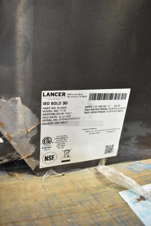 Stainless steel Scotsman NH0622A-1B ice head on Lancer TP30 beverage dispenser, touchscreen, automatic agitation, 115V, 1-phase.