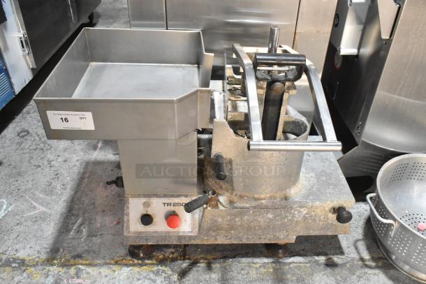 Dito Sama TR250 metal commercial vegetable cutter, 230 volts, used condition, countertop model with control panel.
