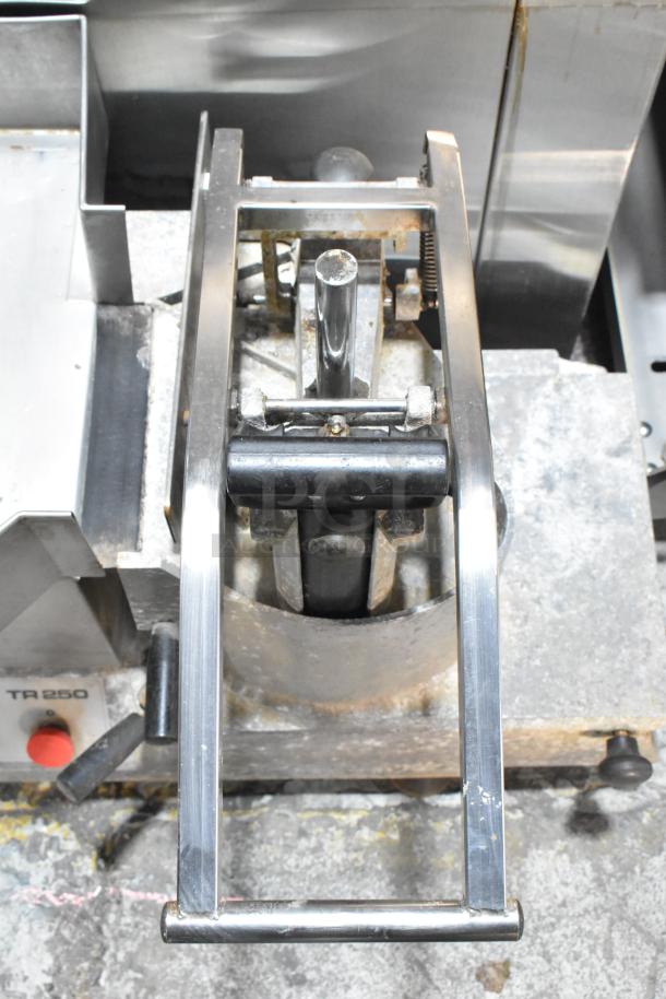 Dito Sama TR250 metal commercial countertop vegetable cutter, 230 volts, visible wear, model marking visible.