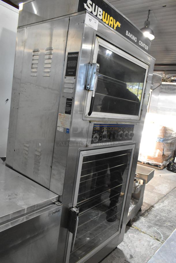 Nu Vu SUB-123 stainless steel commercial oven proofer, electric, 120/208V, 3-phase, clear doors, control panel, Subway branding.